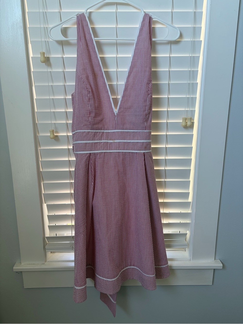 Lauren James Red & White Striped Deep V Fit-and-Flare Mini Dress